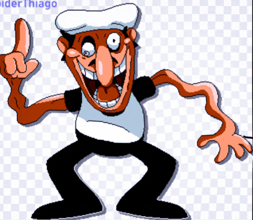 a cartoon drawing of a man wearing a chef hat