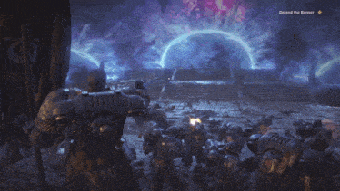 a screenshot of a video game with defend the banner at the top