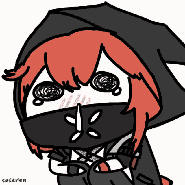 a drawing of a girl with red hair and the name seseren below her