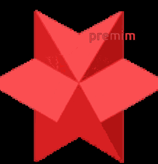 a red and white star with the word premim on it