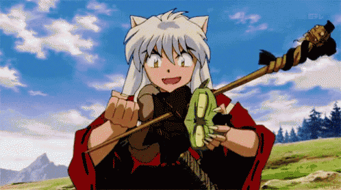 a cartoon character is holding a spear and a snake
