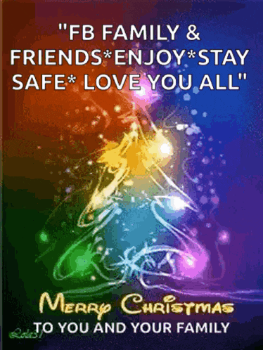 a christmas card with a colorful christmas tree on it