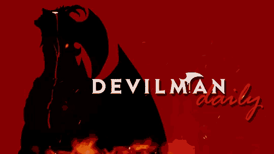 a red background with devilman daily written in white letters