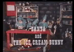santa and the ice cream bunny are featured in a cartoon