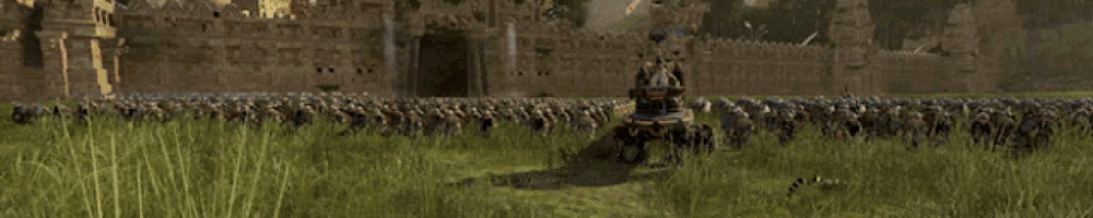 a video game scene with a castle in the background and a robot in the foreground with lightning coming out of it
