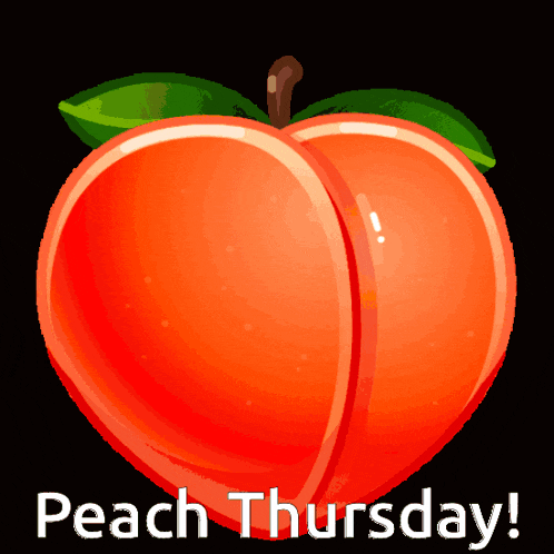 a peach with the words peach thursday written below it
