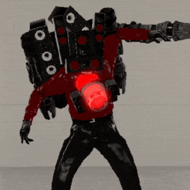 a cartoon character with a red light on his chest