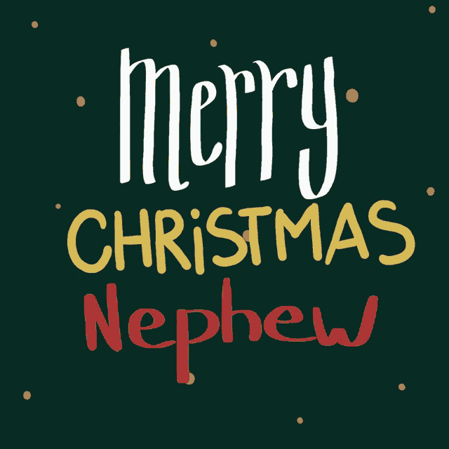 a merry christmas nephew greeting card with presents on a green background