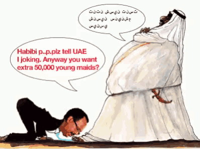 a cartoon of a man kneeling down with a speech bubble saying habibi