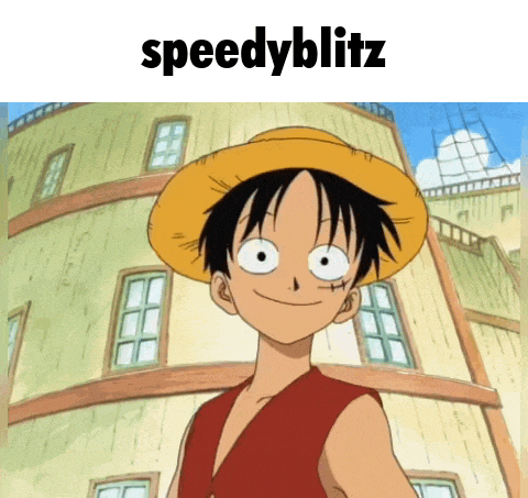 a picture of monkey d luffy from one piece with the words speedyblitz above him