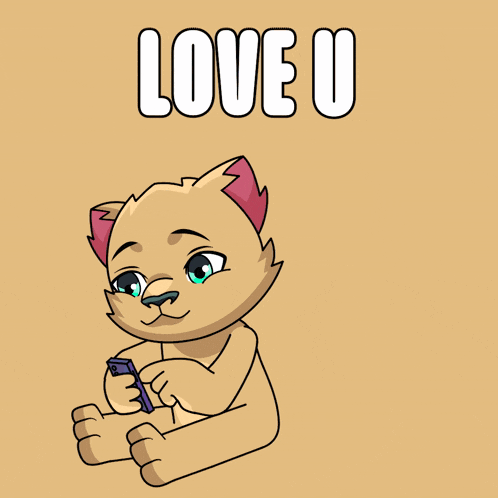 a cartoon drawing of a cat and a teddy bear with the words love it
