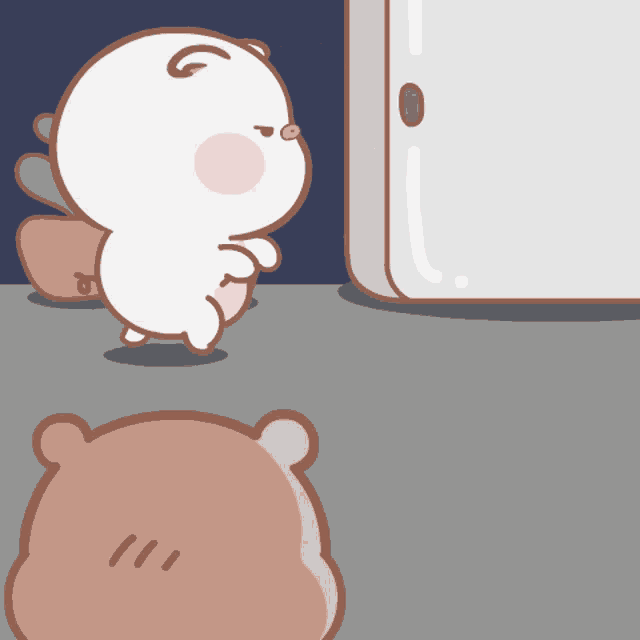 a cartoon drawing of a pig and a bear