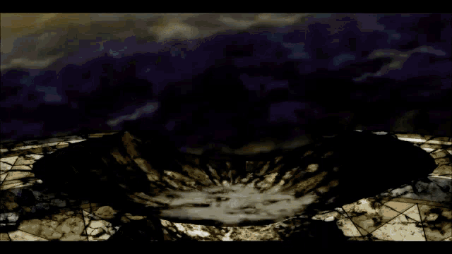 a light is coming out of a hole in a rock