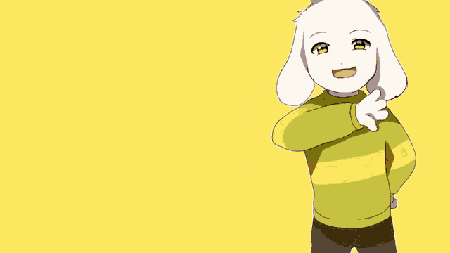 a cartoon drawing of a goat wearing a yellow sweater