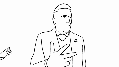 a black and white drawing of a man covering another man 's face with his hand .