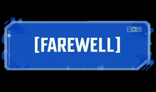 a blue sign that says farewell on a black background