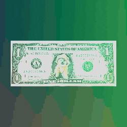 a one dollar bill with a dog on it