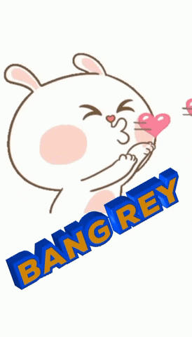 a cartoon bunny with hearts and the word bangrey on it