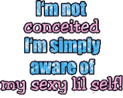 a sticker that says i 'm not conceited i 'm simply aware of my sexy lil self