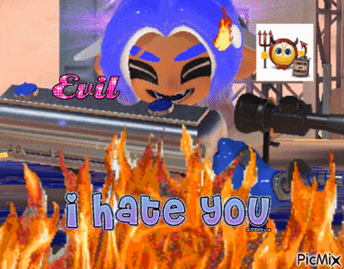 a cartoon character says evil i hate you