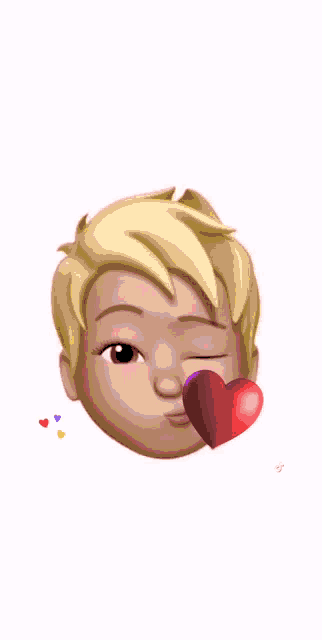 a cartoon face with a red heart on it 's nose