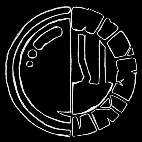 a black and white drawing of a circle with a circle in the middle of it .