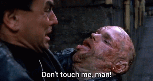Dont Touch Me Man Robo Cop GIF - Dont Touch Me Man Robo Cop Ray Wise GIFs