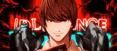a man holding a book in front of a neon sign that says " violence "