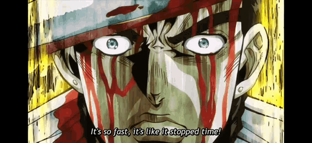 a cartoon character says it 's so fast it 's like it 's stopped time