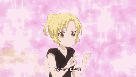 a girl in a black shirt is holding a heart in her chest and saying `` no thank you '' .