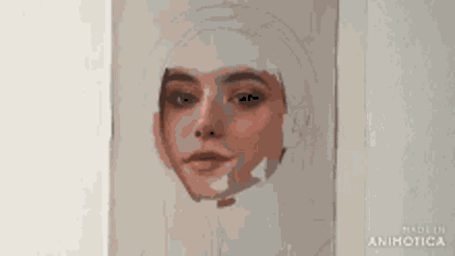 a person is painting a woman 's face on a canvas with a brush .