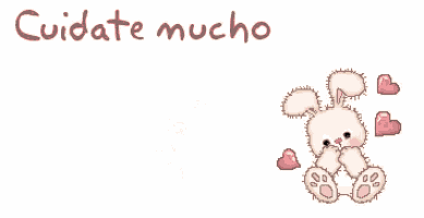 a picture of a bunny surrounded by hearts and the words " cuidate mucho "