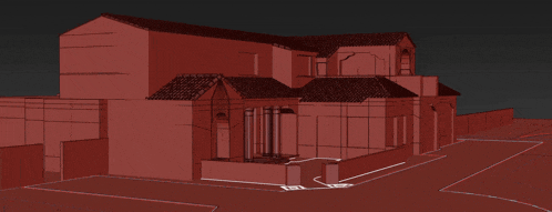 a model of a house with a red roof