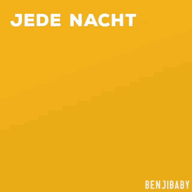 a yellow background with the words jede nacht jeden tag auf der jagd bamboou leeeee