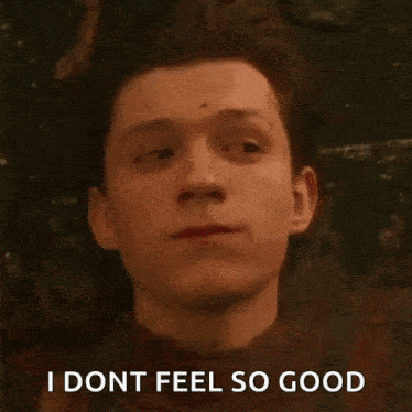 a close up of a man 's face with the words `` i dont feel so good '' written on the bottom .