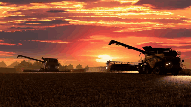 a new holland combine harvester is working in a field