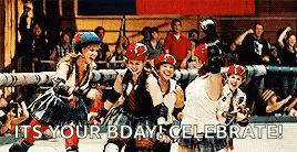 a group of roller derby players are celebrating their birthday on ice .