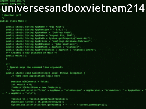 a computer screen with the words universeandboxvietnam214