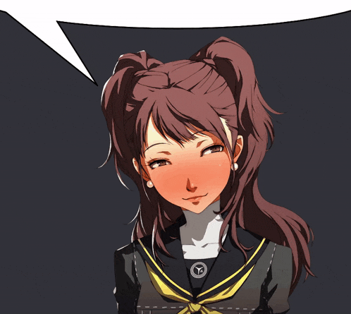 a drawing of a girl with a speech bubble