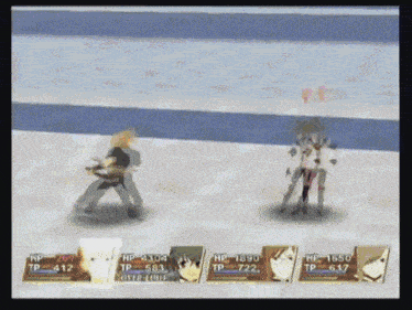a screenshot of a video game with a few characters and their hp numbers