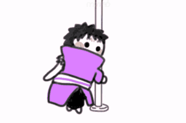 a drawing of a person climbing a pole with the word momo on the bottom