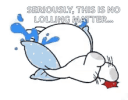 a cartoon of a person laying on a pillow with tears coming out of it .