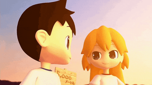 a boy and a girl are standing next to each other holding a sign that says 5,000 meters
