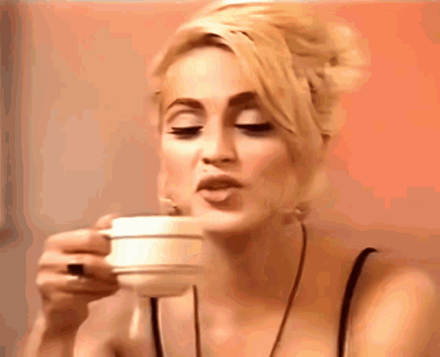 Madonna Drinking Tea GIF - Madonna Drinking Tea Teacup GIFs