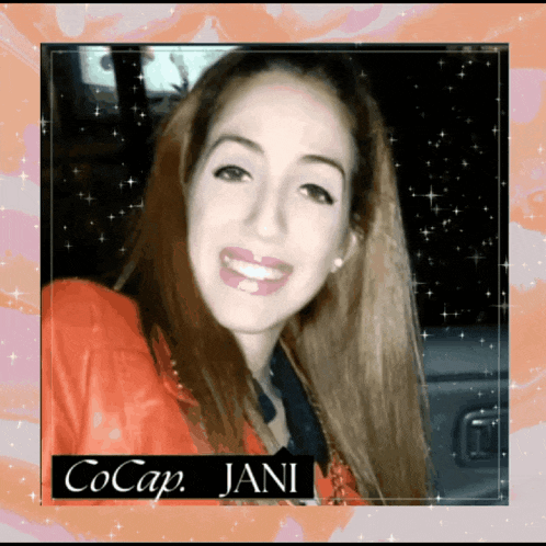 a picture of a girl with the name cocap jani on it