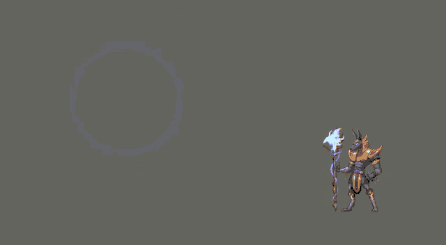 a cartoon character is holding a torch in front of a large purple light .