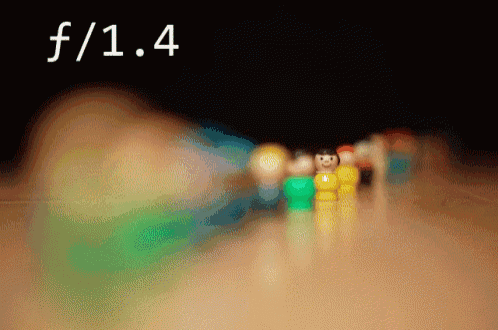 a blurred image of a group of people with f / 1.4 written on the top