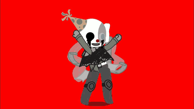a cartoon of a clown with a party hat on his head