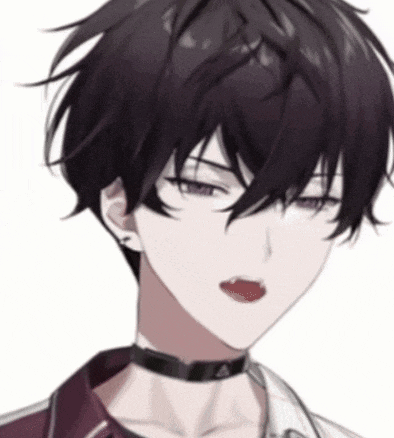 a close up of a person 's face with a choker on