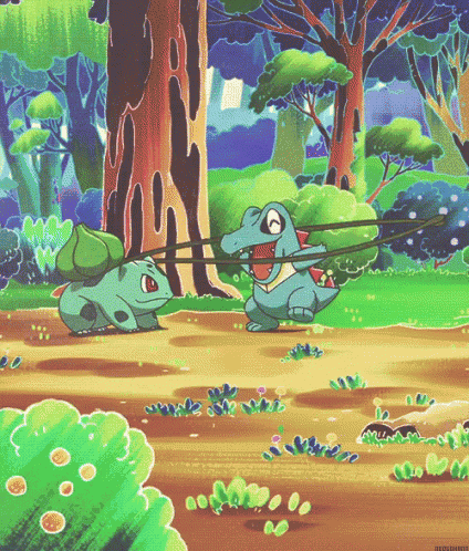 a cartoon drawing of a pokemon holding a stick